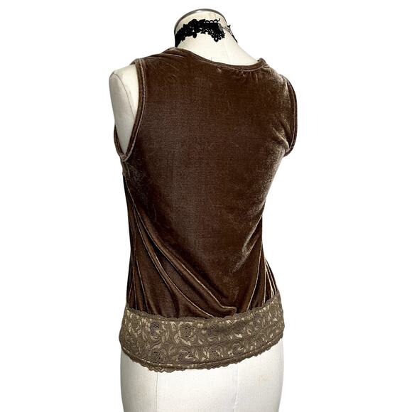 Vtg Y2K Susan Lawrence Brown Velvet Cottage-Core Coquette Blouse - Picture 8 of 11